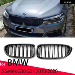 BMW フロント バンパー キドニーダブルスラットグロスブラックグリル 5シリーズ G30 G31 G38 プレ LCI 2016-2019 スポーツ レーシンググリル
