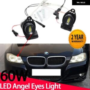 BMW 2X 60W エンジェルアイズ リング 電球 ランプライト 6000K ホワイト 3シリーズ E90 E91 LCI ハロゲン 09-11用