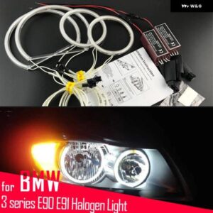 BMW 3シリーズ E90 E91 プレ LCI サルーンツーリング 316I 318I 320I 05-08 ハロゲン ヘッドライト ホワイト CCFL エンジェルアイリングライトキット
