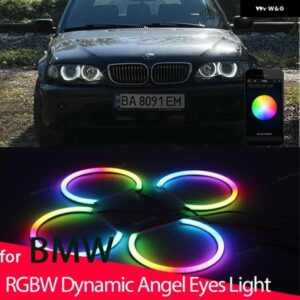 BMW 回転コットン LED エンジェルアイズ リング RGBW マルチカラー APP コントロール ランプ DRL ウインカー 3 5 7シリーズ E46 E39 E38