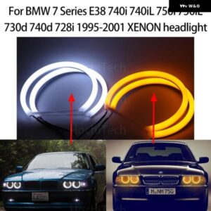 BMW スイッチバックコットンライト LED エンジェルアイデュアルホワイト アンバー 7 E38 740I 740IL 750I 750IL 730D 740D 728I 95-01 キセノン