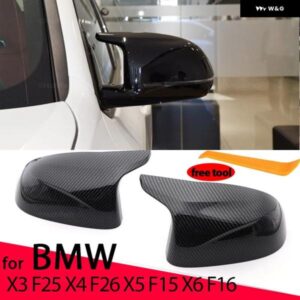 BMW 1ペア リアビューサイドケース トリム M スタイル バック ミラー キャップ F25 X3 F26 X4 F15 X5 F16 X6 2014-2018 アクセサリー