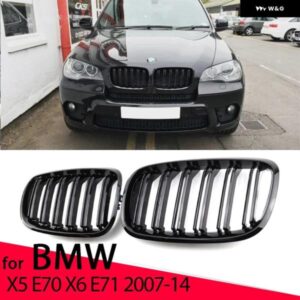 BMW 外観車グリル フロントキドニー 2 ラインダブルスラット X5 E70 2007-2013 X6 E71 E72 2008-2014 カーアクセサリー