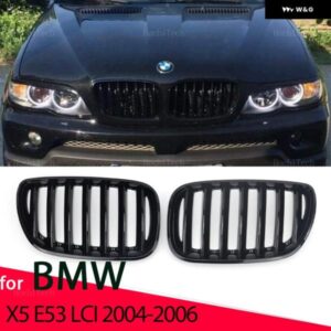 BMW フロントフードキドニーグリル ABS デュアルライン X5 E53 LCI 2004 2005 2006 交換用グリル と互換性あり