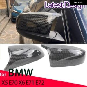 BMW 2X 交換用カーボンスタイル ブラックサイド ミラー カバー キャップ X5 E70 X6 E71 2008-2013用