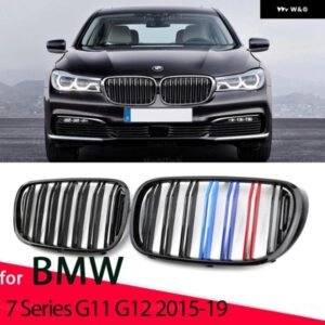 BMW フロント バンパー グリル 7シリーズ G11 G12 2015-19 ABS 2 スラットグロスブラックフロントキドニーグリル