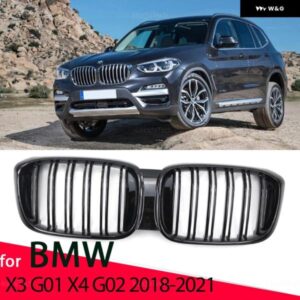 BMW X3 G01 X4 G02 2018-2021 外観グロスブラックフロント バンパー キドニーグリル アクセサリー交換グリル