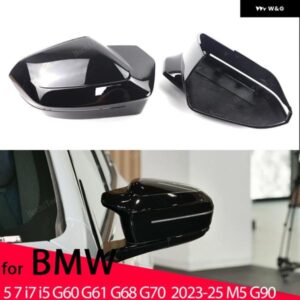 BMW ブラックのバック ミラー 外装 サイド ミラー キャップ 5 7 I5 I7シリーズ G60 G61 G68 G70 M5 G90 左ハンドル 2023-UP