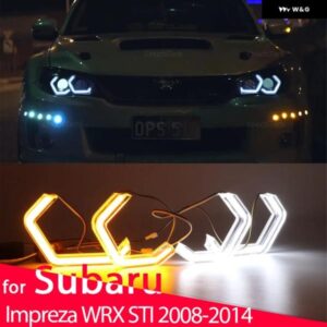 スバル M4 スタイル LED エンジェルアイ 電球 リング白黄色ランプ デイタイム ランニングライト スタイリング インプレッサ WRX ST