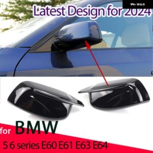BMW M ルックカーボンパターン ブラックサイド ミラー カバー キャップ 5シリーズ E60 E61 E63 E64 2004-2008 520I 525I 528I 528XI 530I