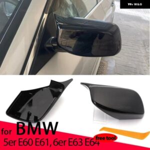 BMW 2個カーボンパターン ブラックサイド ミラー カバー交換 5シリーズ E60 E61 E63 E64 2004-08 520I 525I 528I 528XI 530I