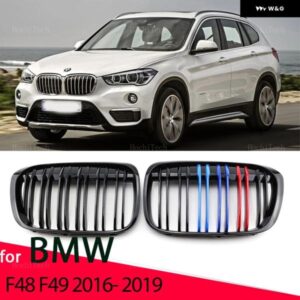 BMW グロスブラックフロント バンパー グリル X1 F48 F49 2016-2019 スポーツグリル ダブルスラットライングリル KINDEY グリル
