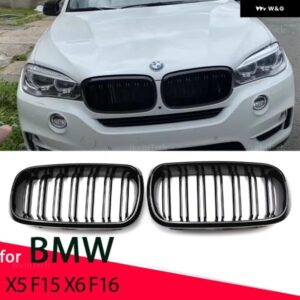 BMW 1ペア 黒フロント バンパー ダブル 2 スラットキドニーグリル X5 F15 X6 F16 X5M F85 X6M F86 カーアクセサリー