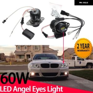 BMW 60ワット LED エンジェルアイズ リング ヘッドライト 電球 3シリーズ E90 E91 LCI 改築ハロゲン ヘッドライト 2009 2010 2011