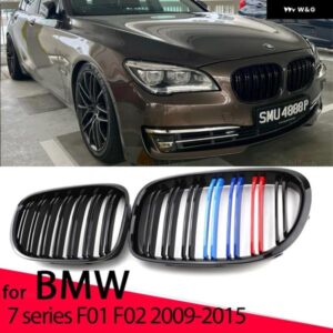 BMW フロント バンパー グリル キドニー レーシンググリル 7シリーズ F01 F02 F03 F04 2009-15 ダブルスラット交換グリル