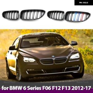 BMW グロスブラックフロント バンパー グリル 6シリーズ F06 F12 F13 2012-2017 スポーツグリル ダブルスラットライングリル KINDEY グリル