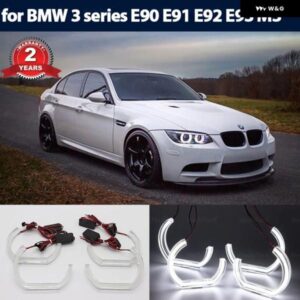 BMW LED クリスタルエンジェルアイカットスタイル DRL DTM U シェイプライト 6000K ホワイトイエロー 3シリーズ E90 E91 E92 E93 M3 2005-2012