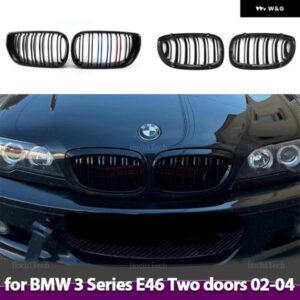 BMW フロント バンパー グリル キドニー レーシンググリル 3シリーズ E46 クーペカブリオ LCI 2 ドア 03-06 ダブルスラット交換グリル