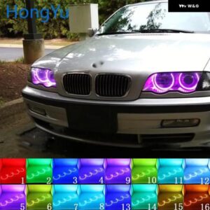 BMW ヘッドライト マルチカラー RGB LED エンジェルアイズ リングアイ DRL RF リモコン E36 E38 E39 E46 プロジェクター 4X131 アクセサリー