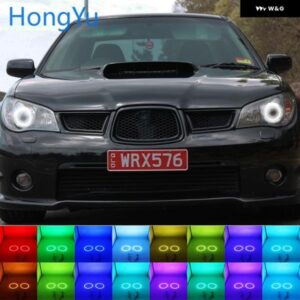 スバル ヘッドライト マルチカラー RGB LED エンジェルアイズ リングアイ DRL RF リモコン インプレッサ 2006 2007 アク