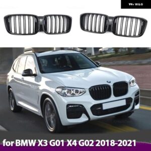 BMW レーシンググリル X3 G01 X4 G02 2018-21 黒フロントキドニーグリル 2 スラットアクセサリー交換