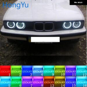 BMW E30 E32 E34 アクセサリー最ヘッドライト マルチカラー RGB LED エンジェルアイズ リングアイ DRL RF リモコン