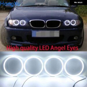BMW E46 2004 2005 2006 プロジェクター ヘッドライト 超高輝度白色 3528 SMD LED エンジェルアイズ キット デイタイム ランニングライト DRL