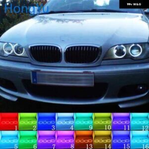 BMW ヘッドライト マルチカラー RGB LED エンジェルアイズ リングアイ DRL RF リモコン 3シリーズ E46 2004 -2006 アクセサリー