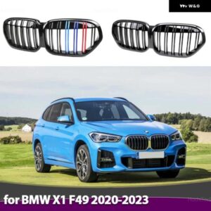 BMW X1 F48 F49 LCI 2020-23 カーアクセサリーフロント バンパー グリル キドニーグリル ダブルスラット交換グリル