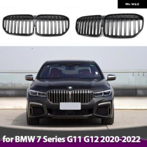 BMW 7シリーズ G11 G12 730I 740I 750I 740E 725D 730D 2019-22 交換ダブルスラットグロスブラックグリル