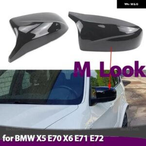 BMW カーボンルック M スタイル 黒バック ミラー キャップ ウイング サイド ミラー カバー X5 E70 X6 E71 2008-2013