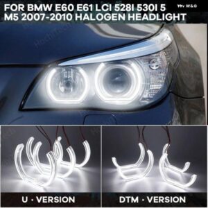 BMW リングカットスタイル LED エンジェルアイキット DTM スタイル DRL クリスタルエンジェルアイ E60 E61 LCI 528I 530I 535I 550I M5 2007-2010