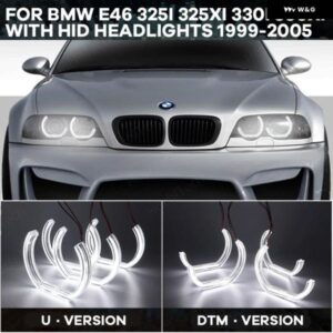 BMW リングカットスタイル LED エンジェルアイキット DTM スタイル DRL クリスタルエンジェルアイ E46 325I 325XI 330I 330 HID ヘッドライト 19-05
