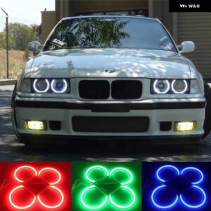 BMW E46 E36 E39 LED エンジェルアイズ 131MM 146MM RF コントローラ RGB カラフルな多色半円 デイタイム ランニングライト