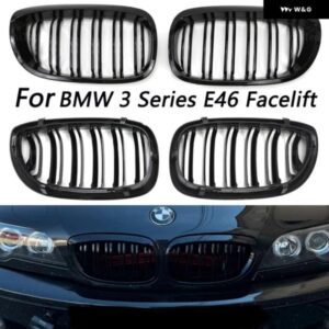 BMW キドニーグリル フロント バンパー 2 スラットライングロスブラック レーシンググリル E46 クーペカブリオ 325CI 330CI LCI 2ドア 2003-2006