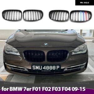 BMW 車黒グリル フロントキドニーグリル 7シリーズ F01 F02 F03 F04 2009-2015 デュアルスラットダブルライングリル