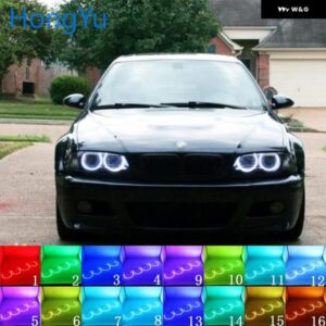 BMW ヘッドライト マルチカラー RGB LED エンジェルアイズ リングアイ RF リモコン E36 E38 E39 E46 プロジェクター 4X131MM アクセサリー