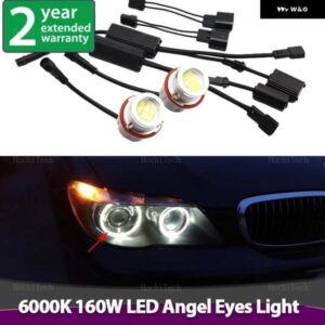 BMW 160ワット LED エンジェルアイズ ライトリング ヘッドライト CANBUS E39 E81 E82 E87 E88 X5 E53 E60 E61 E63 E64 X3 E83