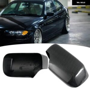 BMW 1ペア カーボンバック ミラー カバー サイド ミラー キャップ E46 1998-2005 51168238375 51168238376