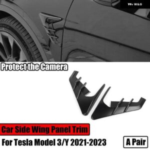 テスラ ペア モデル3/Y 2021-2023 サイド ウイング パネル カバー トリム スポイラー ダストカバー カメラサイド装飾