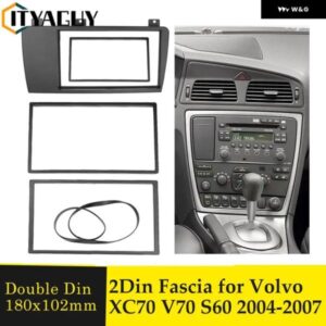 ボルボ 2DIN フェイシア DVD CD プレーヤー パネル フレーム XC70 V70 S60 2004-2007 ステレオ オーディオ フレーム トリム プレートサラウンド ダッシュボ