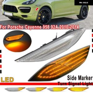 ポルシェ カイエン 958 92A 2010-2014 クリア アンプ用 スモークレンズ LED サイドマーカーランプ ダイナミック アンバー ウイ