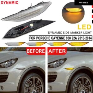 ポルシェ 2個 アンバー スイッチバック LED サイドマーカー ウィンカーライト /ランニングポジションランプ付き カイエン 958 92A 世代