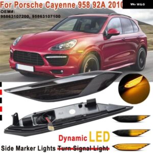 ポルシェ 2個 ダイナミック LED サイド マーカーライト ウィンカーウインカー インジケータランプ カイエン 958 92A 2010-2014