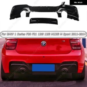BMW MP スタイル 1シリーズ F20 F21 120I 125D 125I M135I M スポーツ 2011-2014 PRE-LCI リア バンパー リップ スポイラー アクセサリーグロスブラック