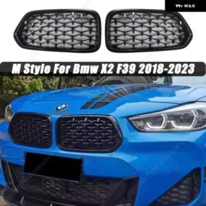 BMW 1ペア 左右フロントダイヤモンドキドニーグリル レーシンググリル M スタイル X2 F39 18I 18D 20I 20D 25D 25E M35I 2018-2023 ABS