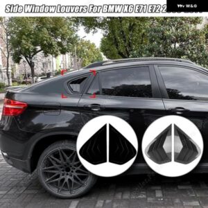 BMW X6 E71 E72 2008-2014 リアサイドウィンドウベントルーバートライアングルカバー 2個 グロスブラック ABS シャッター 装飾 アクセサリー