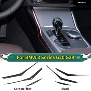 BMW 3シリーズ G20 G28 ABS カーボンテクスチャ/ブラックセンター コンソール ウォーターカップサイド 装飾 ストリップ トリム カーアクセサリー