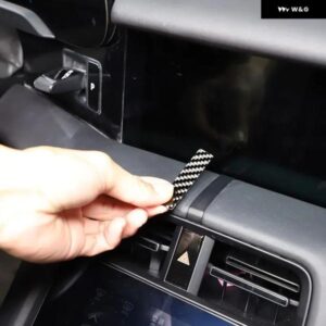 ポルシェ タイカン 2019-2022 ソフトカーボン中央 制御 エア アウトレット 分離ライン パネル トリム ステッカー カーアクセサリー