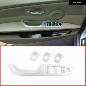 BMW カーアクセサリー ABS クローム/カーボンウィンドウリフター コントロール スイッチ 装飾 アームレスト カバー ステッカー トリム E90 E92 3シリーズ